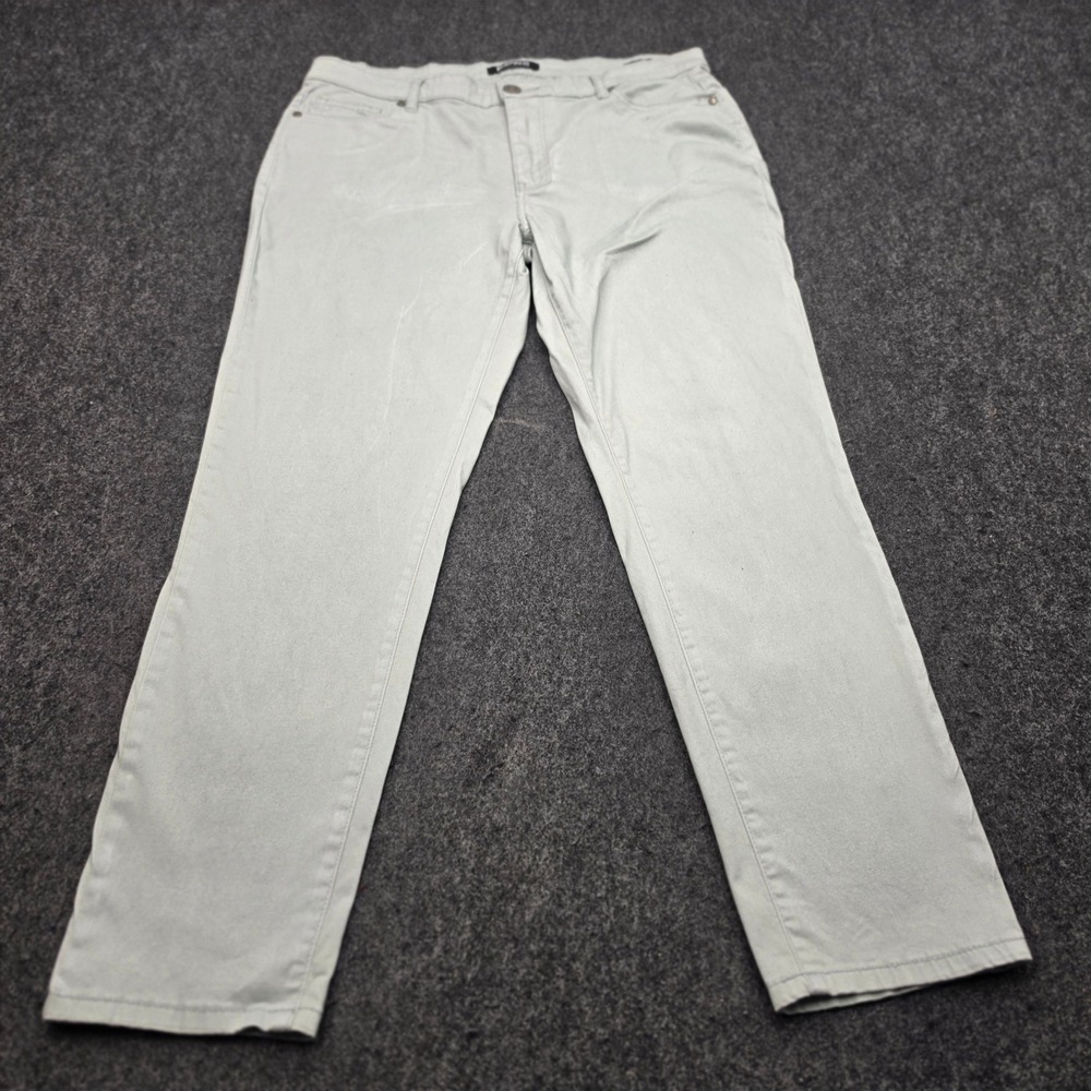 Buffalo David Bitton Pants Women 14 Light Green Straight Leg Stretch Casual